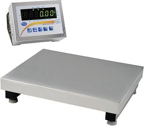 PCE Instruments Plattformwaage PCE-SD 150SST C in Silber aus Edelstahl mit einer Kapazität bis 150kg, Ablesbarkeit 50g und einer Plattformgröße von Breite: 60 cm, Tiefe: 50 cm - Bild 1