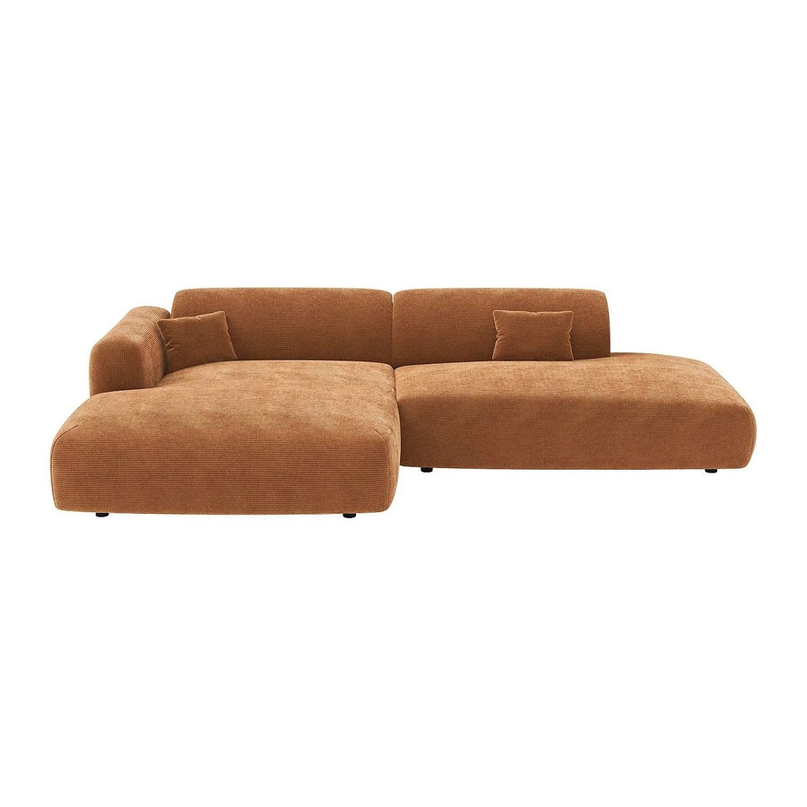 Maison Céphy Ecksofa Pogni in Terracotta mit geripptem Cord-Bezug, Breite: 300 cm - Bild 2