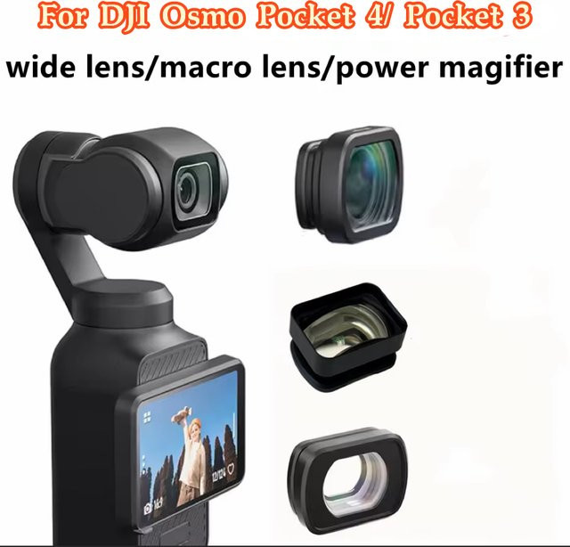 Magnetisches Weitwinkel- und Makro-Objektiv aus optischem Glas für DJI Osmo Pocket 4 und DJI Osmo Pocket 3, Schwarz - Bild 1