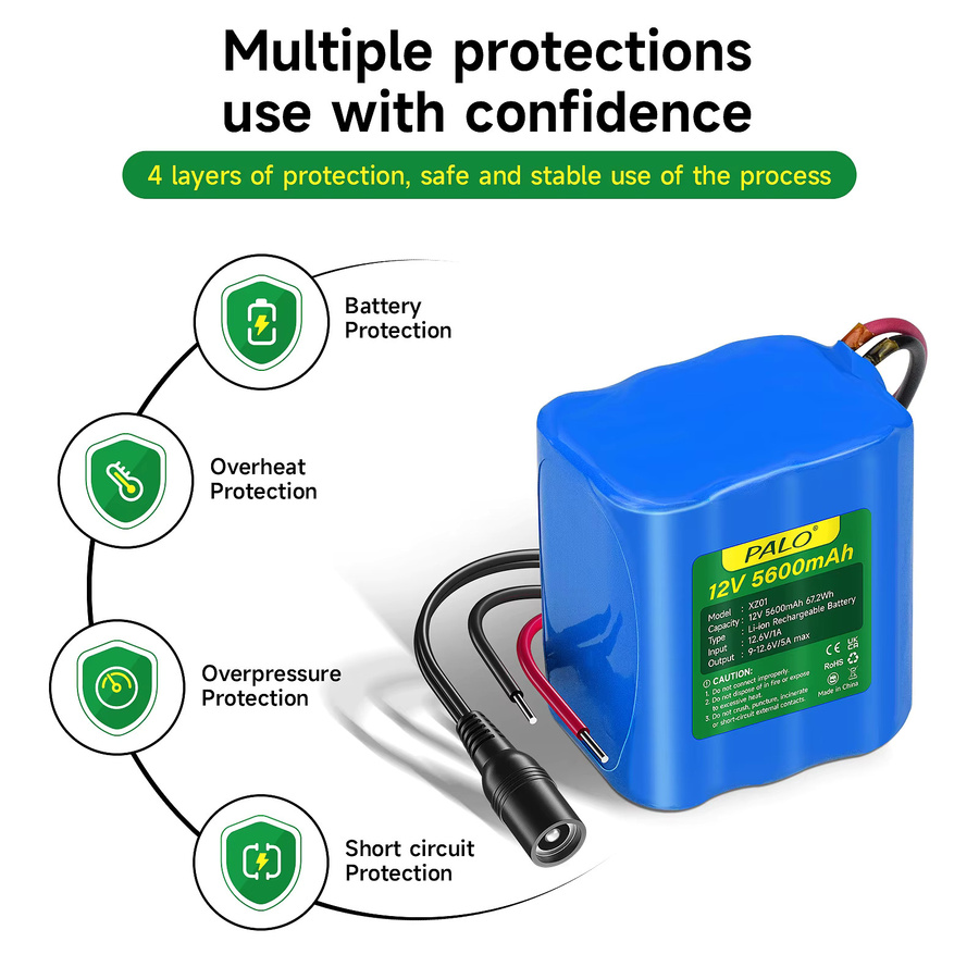 PALO 12V Lithium-Ionen-Akku mit Ladegerät, 5600 mAh, Blau - Bild 4