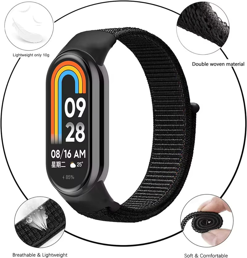 Xiaomi Uhrenarmband Nylon, Schleife, Xiaomi Mi Band 10 9 8 - Bild 2