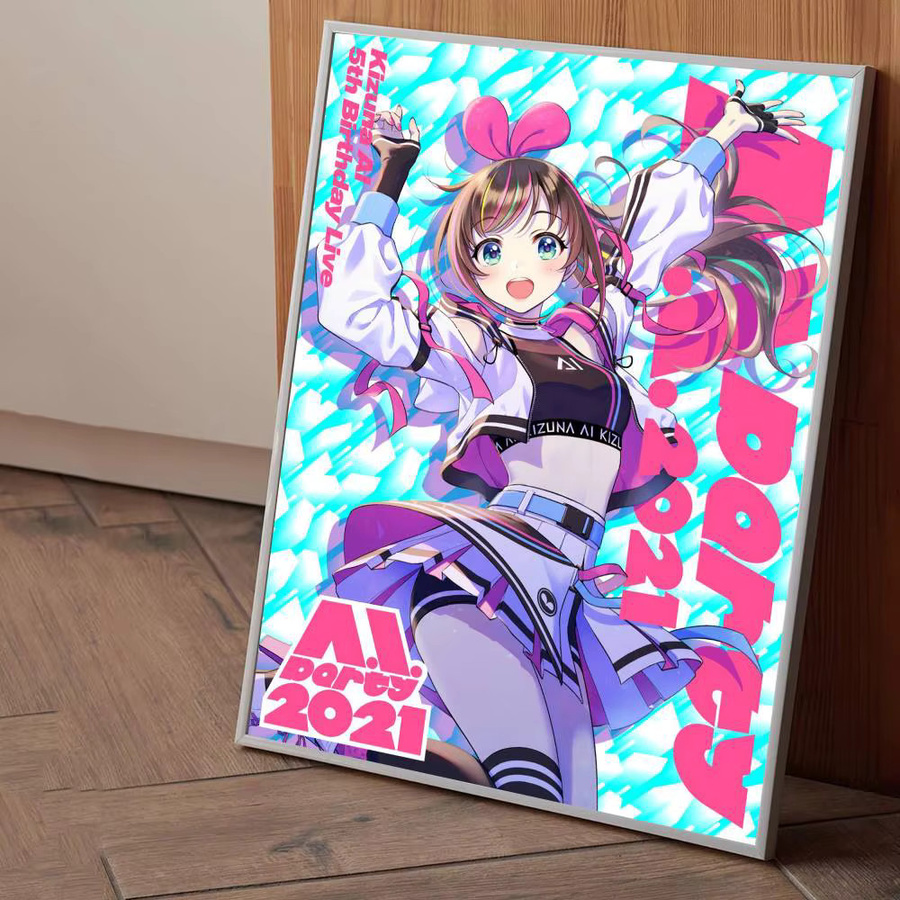 Kizuna AI Poster Hochwertiger Wasserdichter Wandkunstaufkleber Multicolour - Bild 4