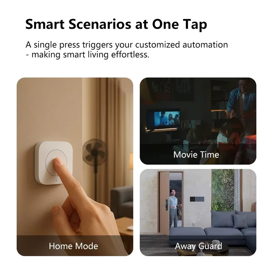 Aqara Kabelloser Mini-Schalter Zigbee-Sensor in Weiß zur intelligenten Ein-Tasten-Steuerung kompatibel mit Mi Home App und HomeKit - Bild 3
