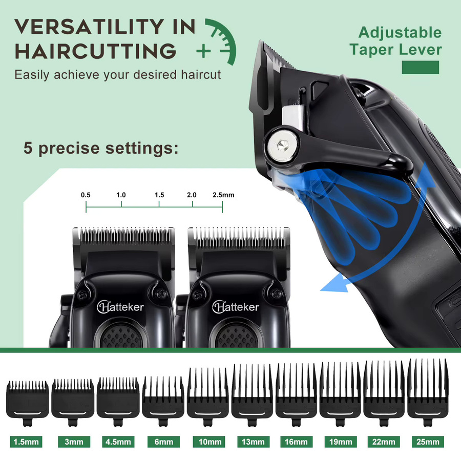 Hatteker Professional Hair Clippers Set, Zero-Gap T-Blade Trimmer, Unisex - Bild 3