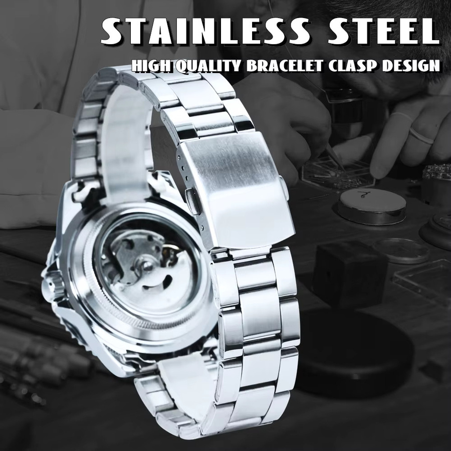 WINNER Armbanduhr Automatik, Edelstahl, Schwarz, Herren - Bild 5