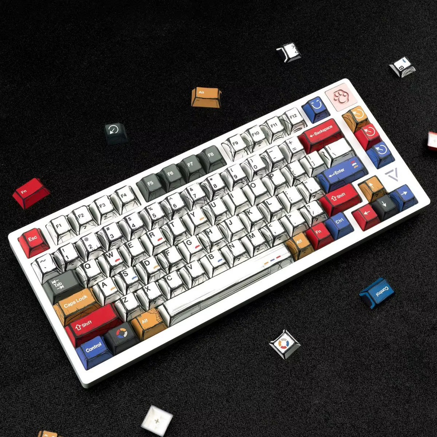 OEM Comic Mixed Lights Englische Tastenkappen aus PBT im Cherry-Profil für MX-Schalter, Mehrfarbig - Bild 5