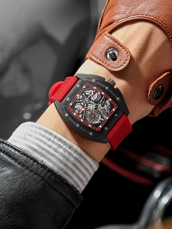 LIGE Armbanduhr Automatik, Silikon, Schwarz, Herren - Bild 5