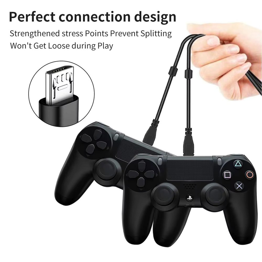 OULLX Micro-USB Datenkabel für PS4, Xbox One und PS Vita in Schwarz mit Anti-Interferenz-Magnetring und 3.0 Übertragungsrate - Bild 2
