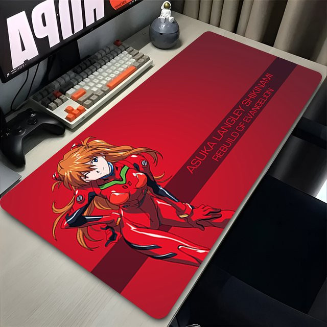 Bandai Gaming-Mauspad XXL Anime-Mädchen Asuka E-Evangelion Schreibtischunterlage in Rot - Bild 1