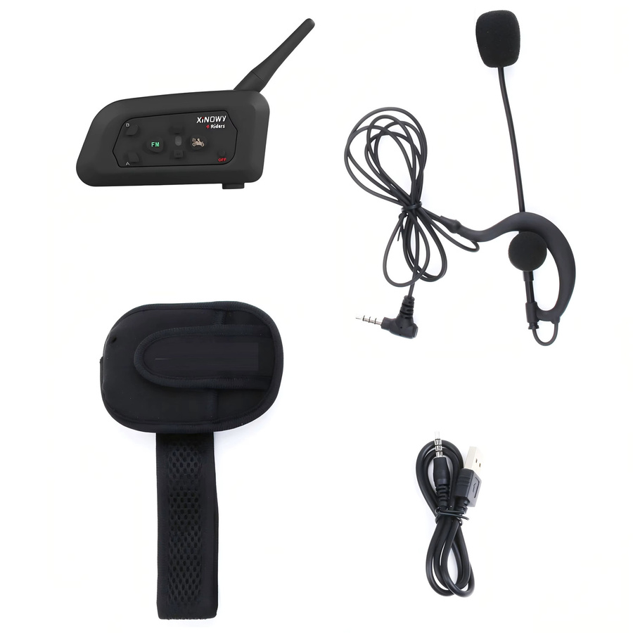 XiNOWy V4C Bluetooth Schiedsrichter-Intercom-Headset für 3 Benutzer, Vollduplex-Fußball-Konferenzsystem, Schwarz - Bild 3