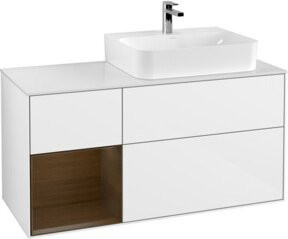 Villeroy & Boch Finion Waschtischunterschrank mit Abdeckplatte in Glo White Lacquer, Breite: 120 cm, Tiefe: 50,1 cm, Höhe: 50,1 cm - Bild 1