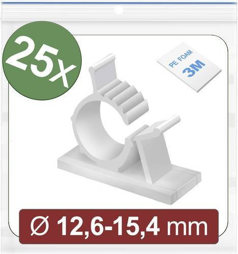 3M Quadrios 24CA447 Befestigungssockel selbstklebend Weiß 25 Stück Bündel-Ø-Bereich 12,6 bis 15,4 mm - Bild 1