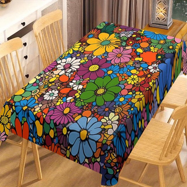 Bunte Floral Tischdecke aus Polyester von JMG Household Supplies, Mehrfarbig, B/B/H: 140 x 180 cm - Bild 1