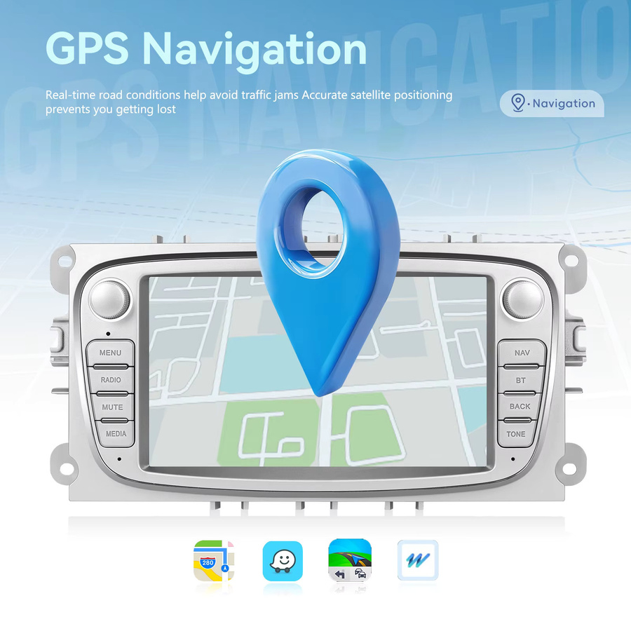 Podofo 8 Core Multimedia-Player für Ford Focus mit Android Auto, Apple CarPlay, GPS, Bluetooth und 4+64GB in Schwarz - Bild 4