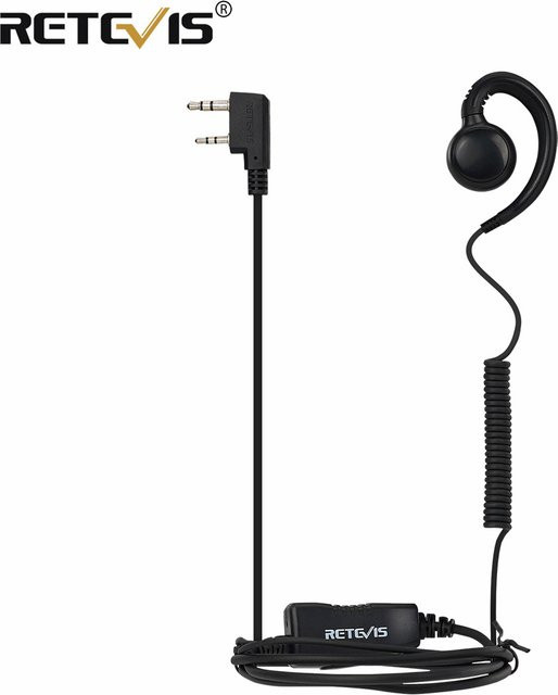 Retevis EEK021 G-förmiger Walkie-Talkie-Ohrhörer in Schwarz, kompatibel mit Baofeng UV5R UV82, Kenwood und Motorola Funkgeräten - Bild 1