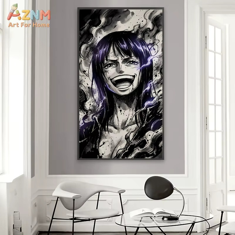 AZNM One Piece Nico Robin Wandkunst Canvas Poster im Purple Lightning Ink Style, ungerahmt, Mehrfarbig - Bild 3