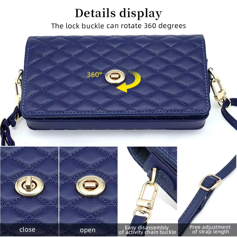Luxuriöse Lanyard-Tasche mit Geldbörse und Handyhülle für Samsung Galaxy Z Fold 7, 6, 5, 4, 3 in Weiß oder Blau - Bild 3