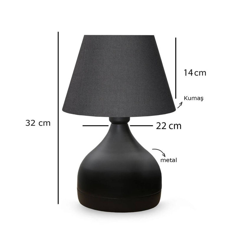 Opviq Tischleuchte in Anthrazit aus Metall und Stoff mit E27 Fassung, B/H/T: 22 x 32 x 22 cm - Bild 2