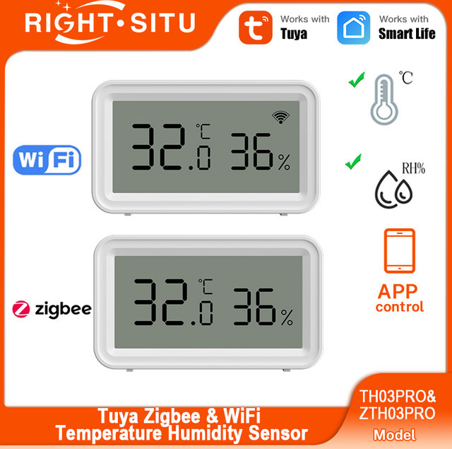 Tuya Zigbee 3.0 WiFi Smart Temperatur und Feuchtigkeit Sensor in Weiß mit App-Steuerung und Smart Home Integration für Alexa und Yandex - Bild 1