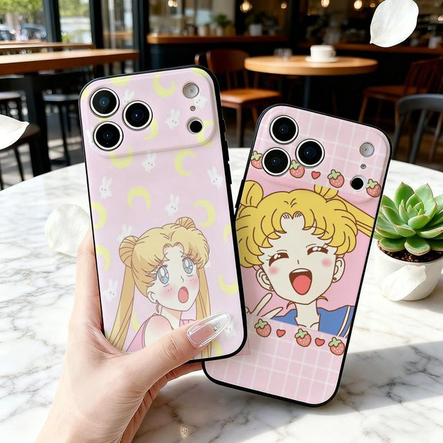 Anime S-Sailors Girl M-Moons Handyhülle für iPhone 17 16 15 14 13 12 11 Pro Max Plus Air Mini Soft Case in Schwarz - Bild 1