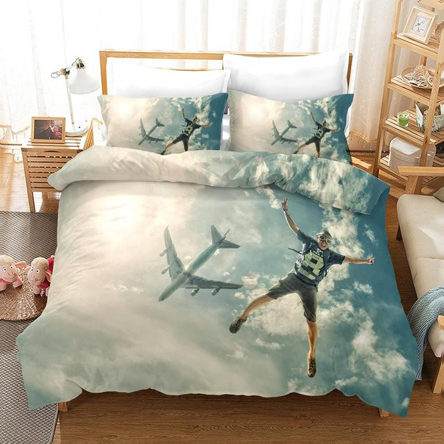 Lodestar Bettwäscheset mit Flugzeug-Print für Kinder, Blau, B/H: 135 x 200 cm - Bild 1