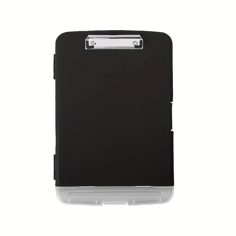 Wasserdichte A4-Aktenbox aus Kunststoff in Schwarz mit Stiftschlitz und mehreren Fächern als Schreibtisch-Organizer - Bild 3