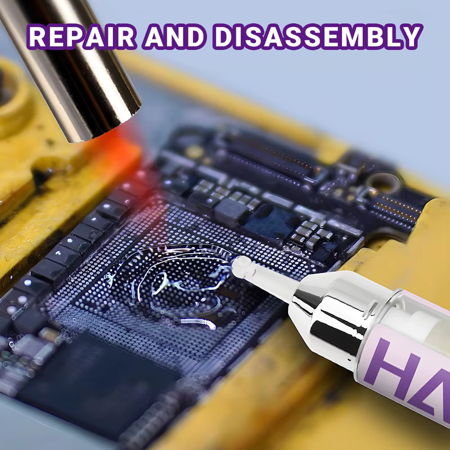 Halogenfreies bleifreies Lötflussmittel von HAOXPNG in transparent für Elektronik-Reparaturen an PC, Chip-CPU, LED und BGA - Bild 3