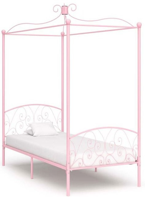 Maison Exclusive Himmelbettgestell aus Metall in Rosa, B/T/H: 90 x 200 cm - Bild 1