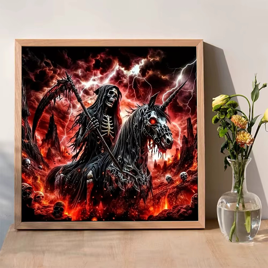 Momoart Diamond Painting Skelett-Porträt Horror DIY Mosaik Pferdebild in Mehrfarbig für deine Heimdekoration - Bild 2