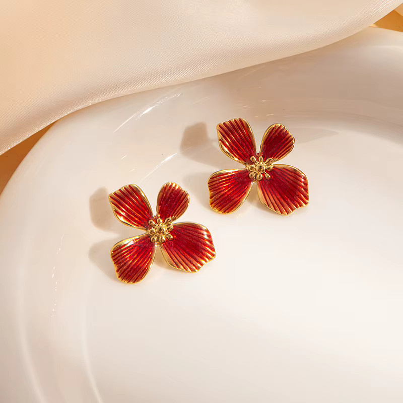 ANENJERY Ohrringe, Emaille Blume, 316L Edelstahl, Damen - Bild 1
