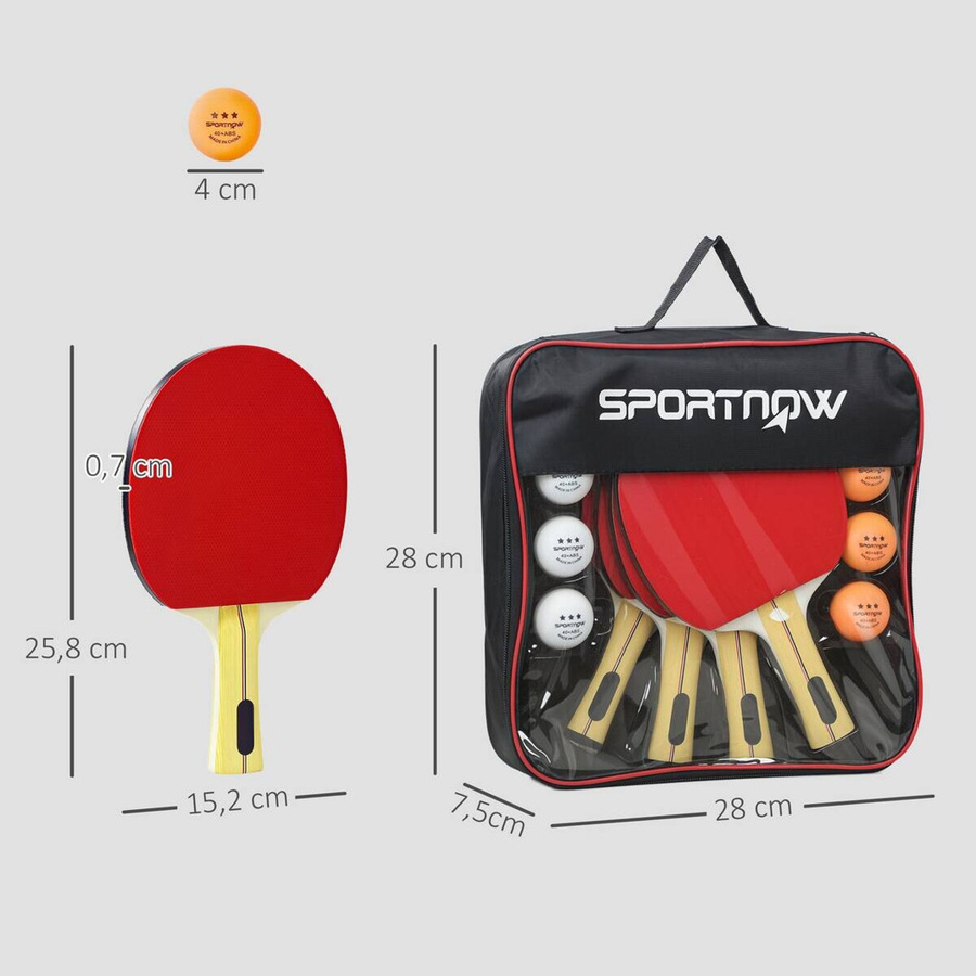 SPORTNOW Tischtennisschläger, Sport, Schwarz, Rot - Bild 5