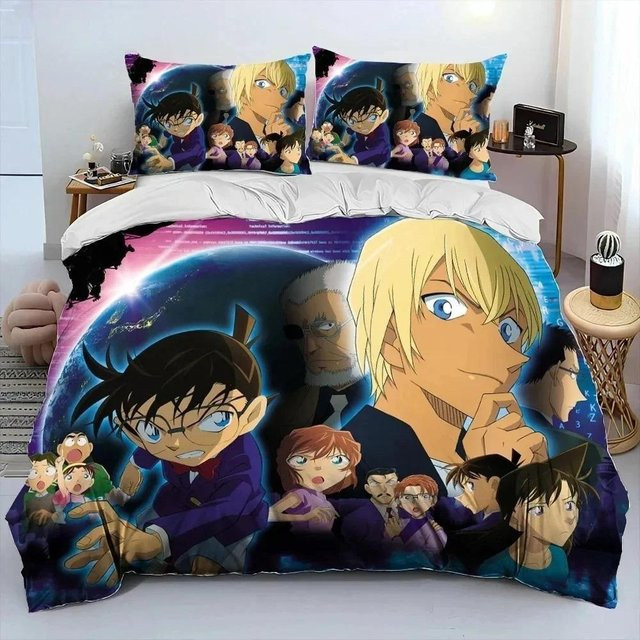 Warmth Home Bettwäsche Set Detektiv Conan Anime Design mit Bettbezug und Kissenbezug, Mehrfarbig, B/H: 135 x 200 cm - Bild 1