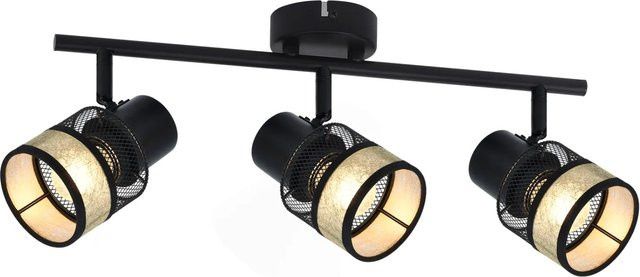 NETTLIFE Deckenleuchte aus Metall und Stoff in Schwarz und Gold/Messing mit E27 Fassung, Durchmesser: 53 cm - Bild 1