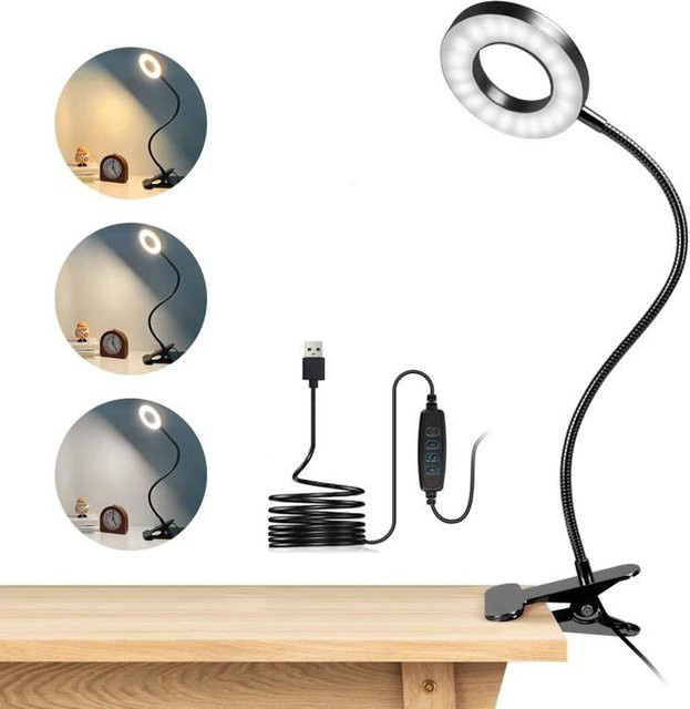 ZEMINPEOEL LED Schreibtischlampe als Klemmmodell mit 48 LEDs und 3 Beleuchtungsmodi in Schwarz - Bild 1