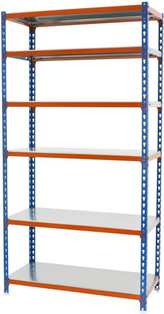 PROREGAL Schwerlastregal Giant Metal Shark H x B x T: 250 x 90 x 50 cm, Fachlast 180 kg, Blau-Orange - Bild 1