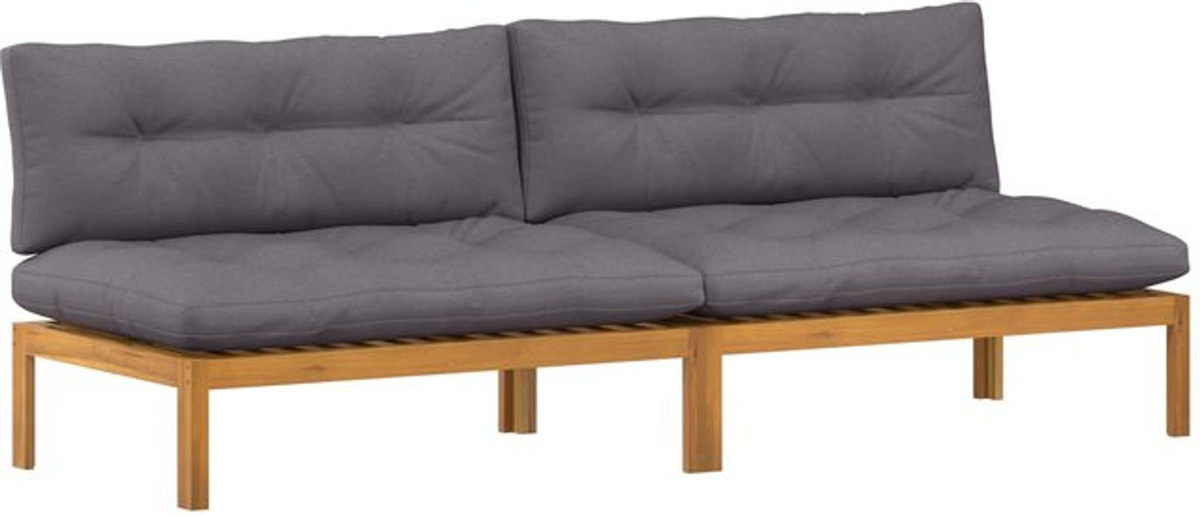 vidaXL Mittelsofa Set aus 2 Einheiten aus Akazienholz in Natur und Anthrazit - Bild 1