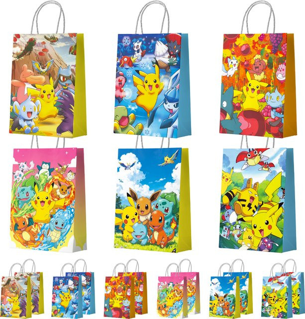 18 Stück Pokemon Party-Geschenktüten aus Papier mit Pikachu Motiv in Mehrfarbig von Potdemiel - Bild 1