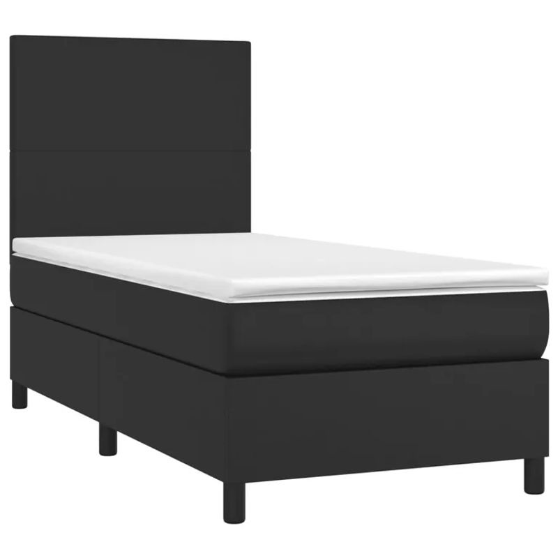 Vidaxl Kontinentalbett mit Matratze und LED in Schwarz aus Kunstleder, B/T: 90 x 190 cm - Bild 2