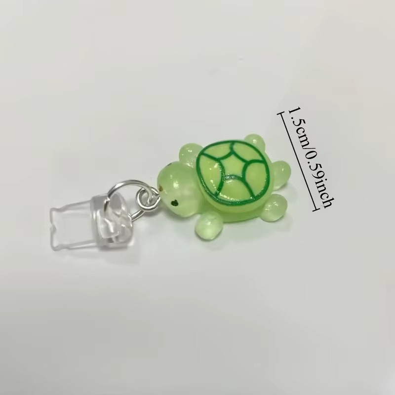 Grüner Schildkröten Handy Staubschutz Anhänger für iPhone und Samsung USB-C Ladeanschluss - Bild 2