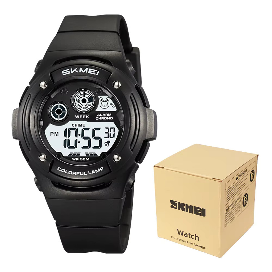 SKMEI Kinder-Armbanduhr, Digitaluhr, Quarz, Schwarz, Kunststoff, 5 ATM - Bild 3