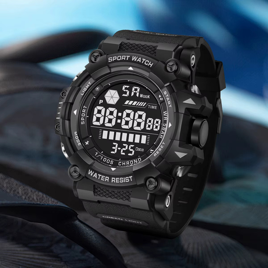 FOXBOX Digitaluhr, Herren, Silikonarmband, Schwarz, 30 ATM - Bild 5