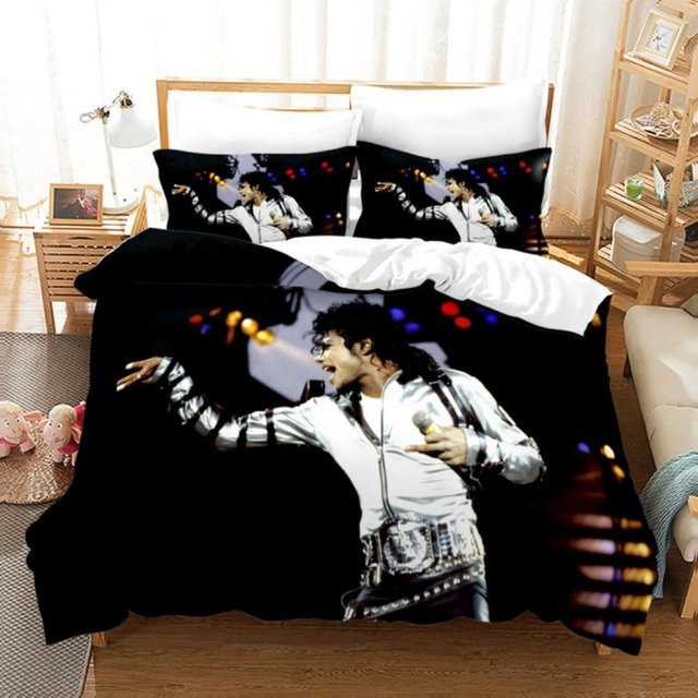 Michael Jackson Bettwäsche Kollektion Schwarz mit 1 Bettbezug und 2 Kissenbezügen, B/T: 200 x 200 cm - Bild 1
