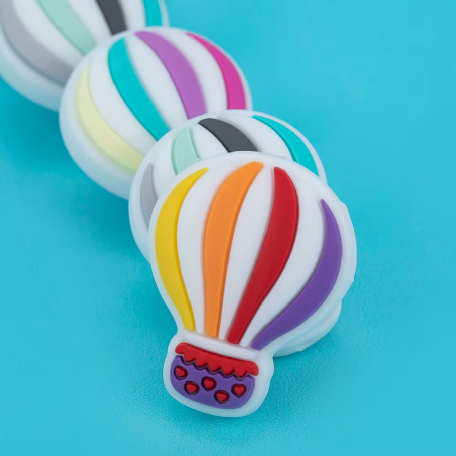 sunrony Fokalperlen Silikon, Heißluftballon, Bunt, 5 Stück - Bild 2