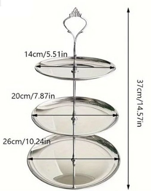 Binchi Outdoor Product 23-lagige Obstschale aus Edelstahl als Dessertregal für Snacks und Süßigkeiten, Gold oder Silber, Durchmesser: 37,0 cm, Höhe: 3,0 cm - Bild 1