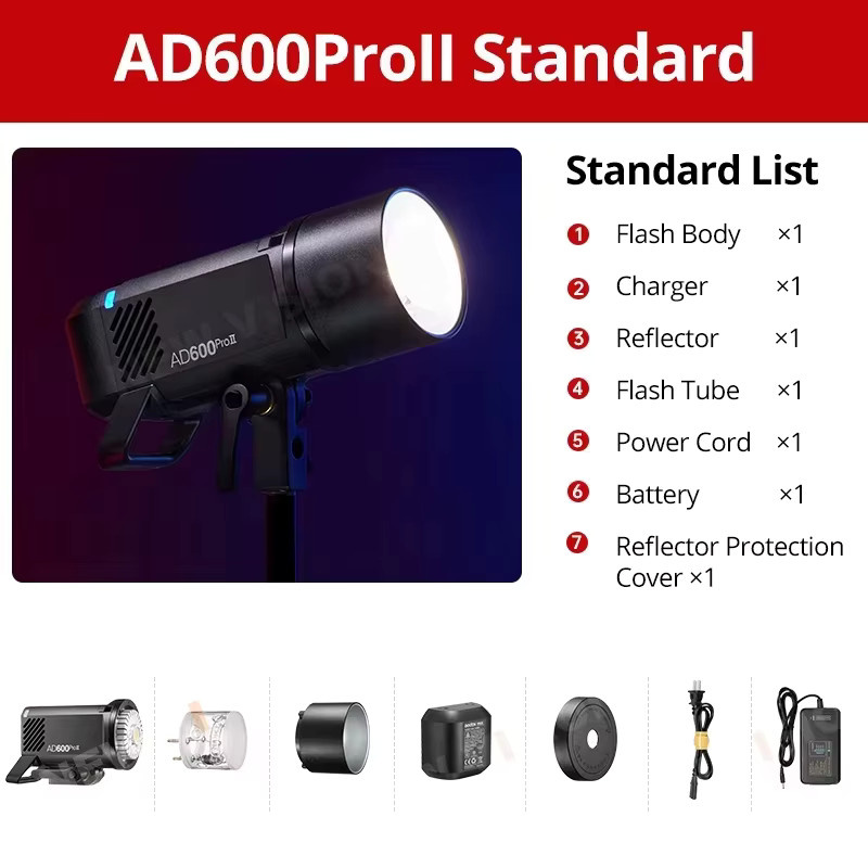 Godox AD600Pro II Kabelloser All-in-One Outdoor-Blitz 600W Schwarz mit TTL und Hochgeschwindigkeits-Synchronisation kompatibel mit Canon Nikon Sony Olympus - Bild 7