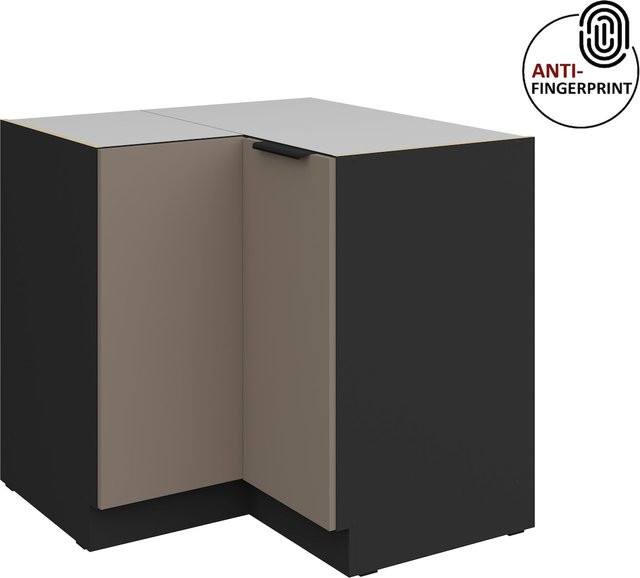 Küchen Eckschrank ARIA Sandgrau matt Anti Fingerprint B/T/H: 90 x 90 x 90 cm - Bild 1