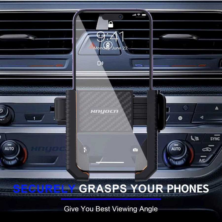 Auto-CD-Schlitz Handyhalterung mit Ein-Knopf-Verriegelung und Speicherfunktion für iPhone und Samsung (4-7 Zoll) in Schwarz und Orange - Bild 2
