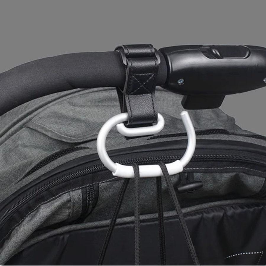 Einfarbiger Kinderwagen Haken aus Kunststoff in Grau als Organizer für Warenkorb und Zubehör - Bild 2