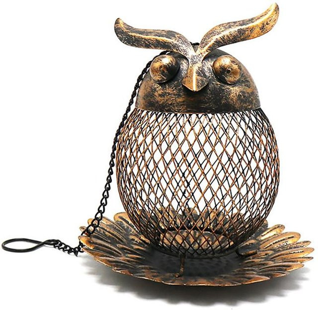 Vogelfutterstation in Eulenform aus Metallgeflecht zum Aufhängen für den Garten und Außenbereich - Bild 1