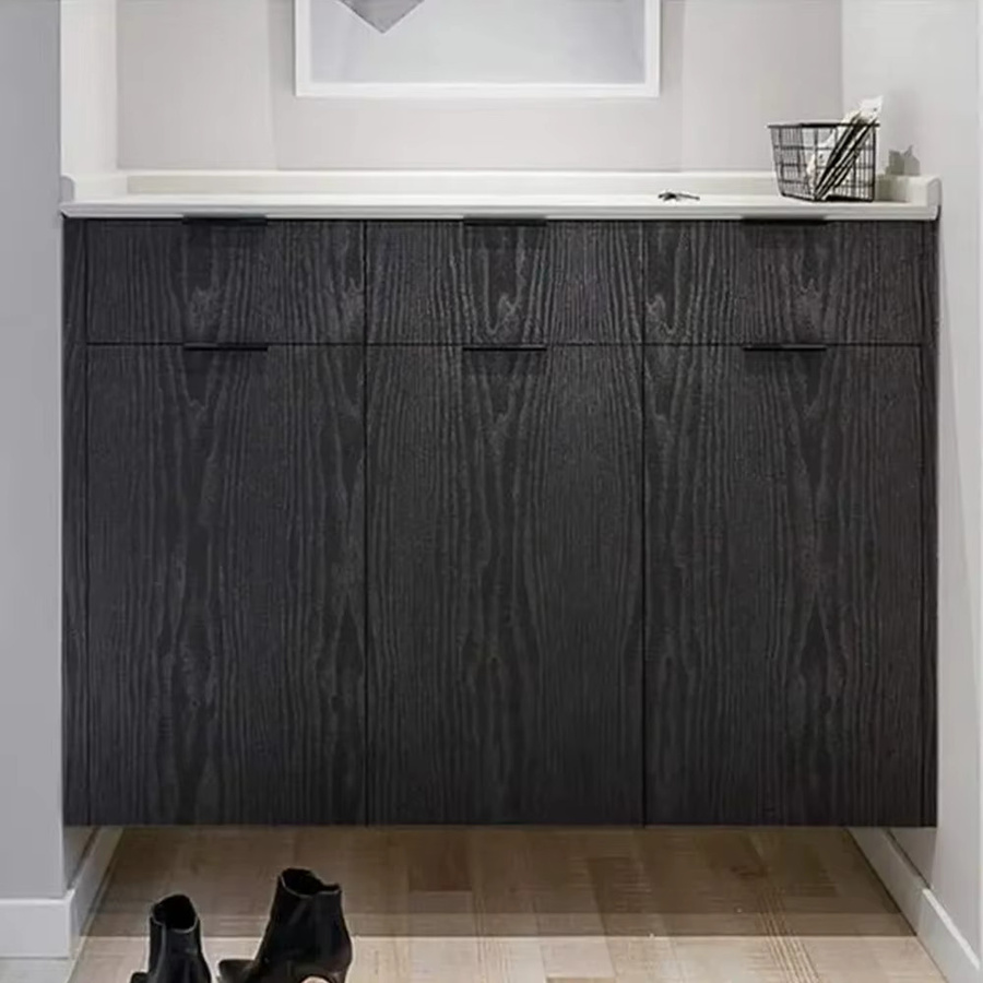 Selbstklebende Holzfolie ctzsoop in Schwarz, dekorative Holzdekorfolie zum Abziehen und Aufkleben für Möbel, Breite: 40 cm - Bild 3